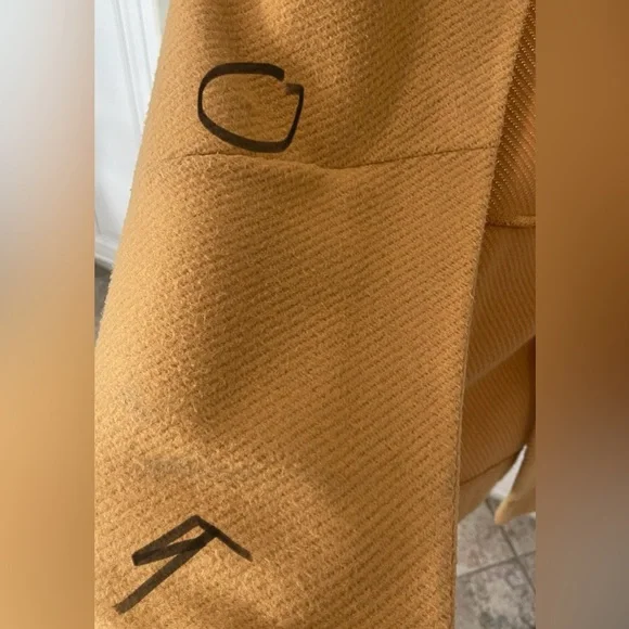 Express Yellow Mustard Open Cardigann duster size pea coat small petite SP - Picture 10 of 11